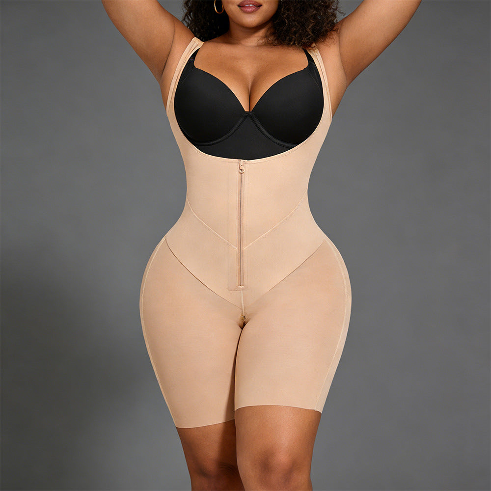 Compression Strap Waist Trainer Bodysuit — Tummy Control & Hip Lift