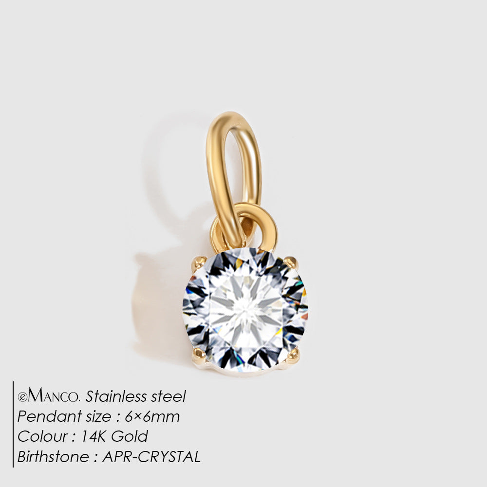 Jewelry Accessories Stainless Steel Necklace Round Zircon Necklace Stainless Steel Pendant Components