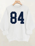 Pattern printed round neck fleece hoodie