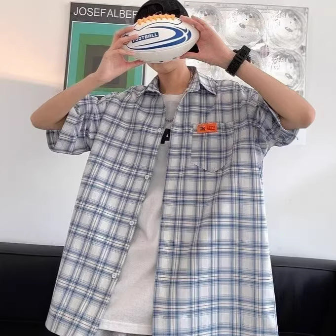 Checkered Short Sleeve Shirt for Men