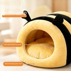Honey Bee Cat Nest Winter Warm Closed Dog Nest