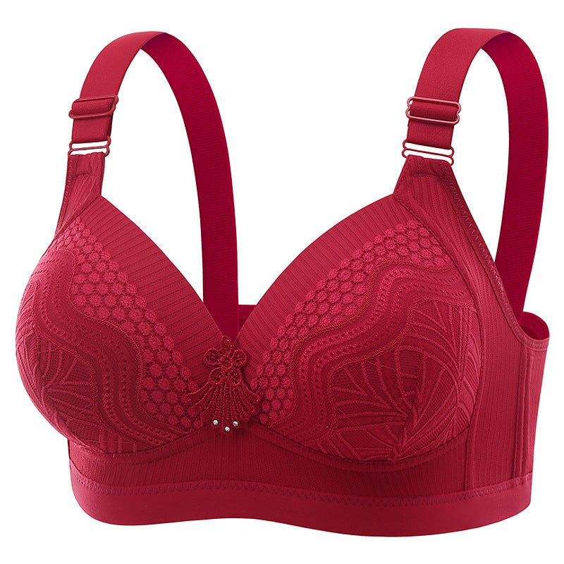 Plus-size Lace-trimmed Wireless Push-up Bra For Women