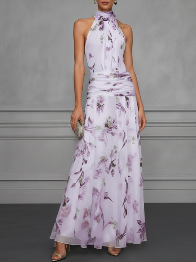 Strapless Printed Maxi Dress – Fitted Sleeveless Shape