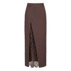 Side slit lace patchwork skirt