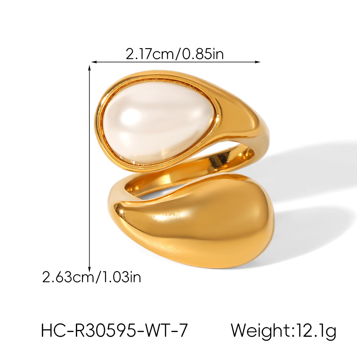 Waterdrop shaped stainless steel inlaid tiger eye stone ring