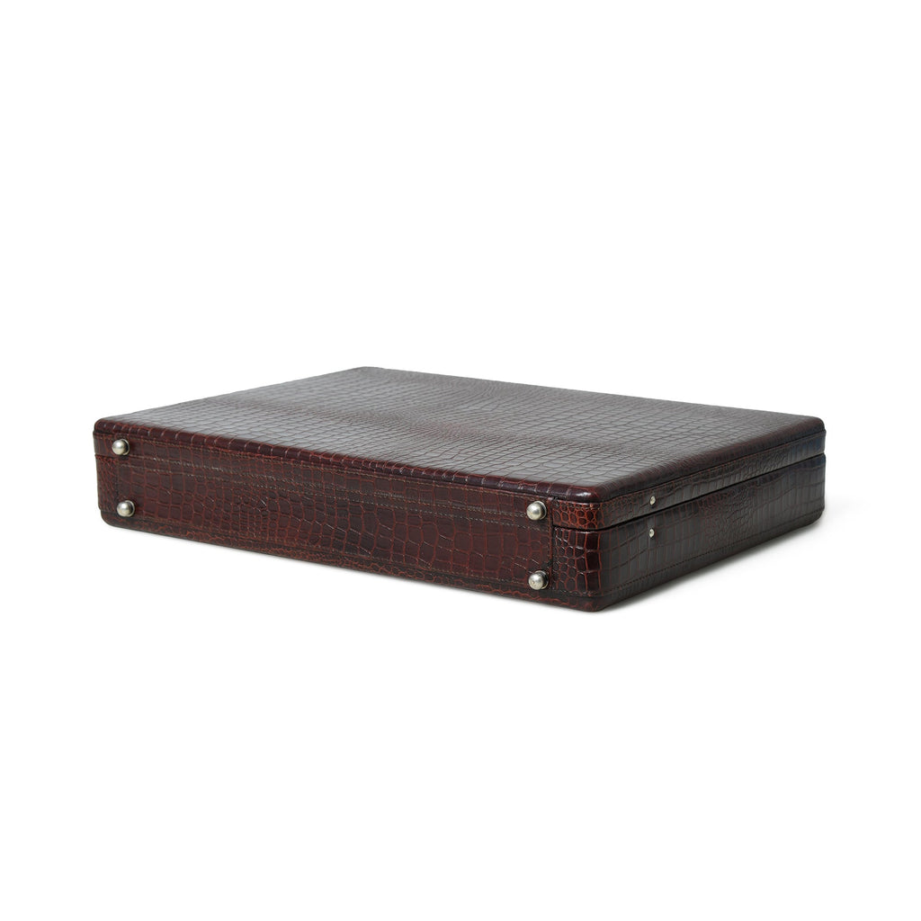 Executive Croco Leather Briefcase/Suitcase- Brown