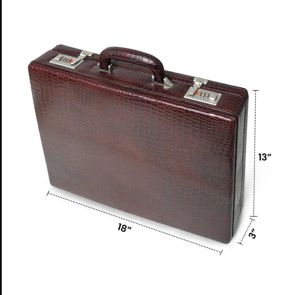 Executive Croco Leather Briefcase/Suitcase- Brown