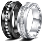 8mm zircon-set tungsten steel ring