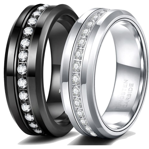 8mm zircon-set tungsten steel ring