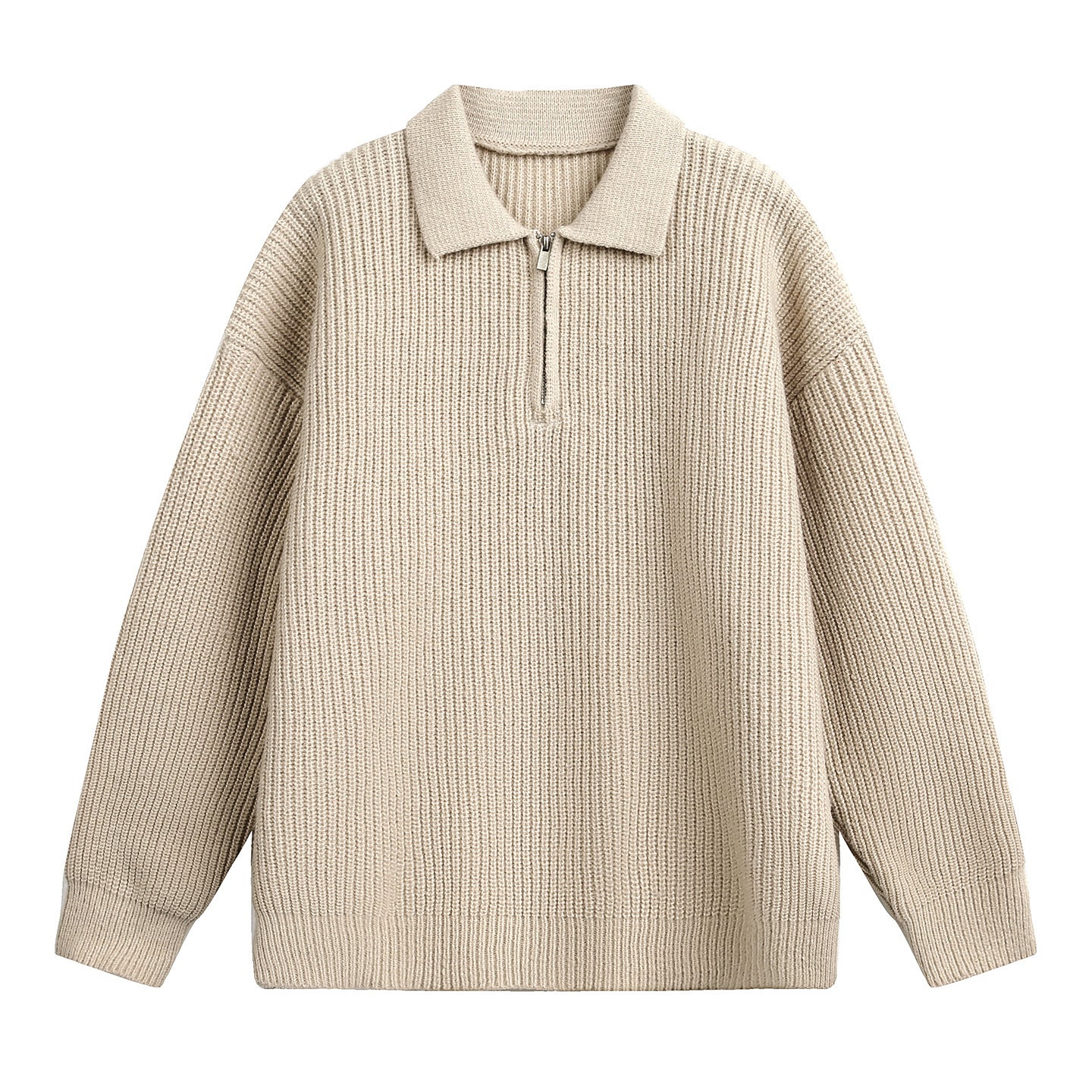 Half zip lapel sweater for men