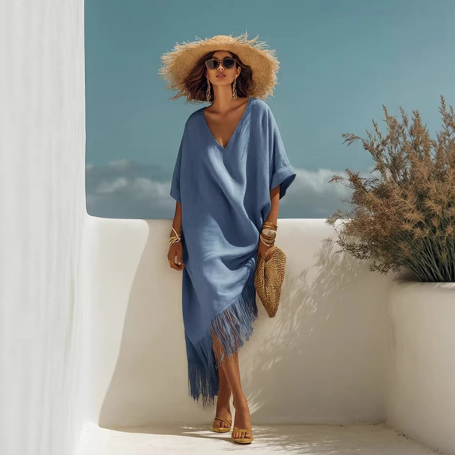 New Casual Beach Travel TK Comfortable Fringe V-neck Sexy Atmosphere Dress