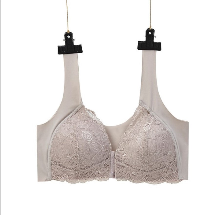 Front Buckle Lace Without Steel Ring Plus Size Bra Women Seamless Underwear Bra U-Shaped Back Nursing Bra