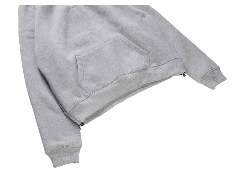 Oversize solid half-zip fleece pullover hoodie