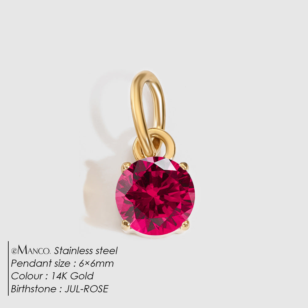 Jewelry Accessories Stainless Steel Necklace Round Zircon Necklace Stainless Steel Pendant Components