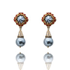 Glass pearl long sweater chain set