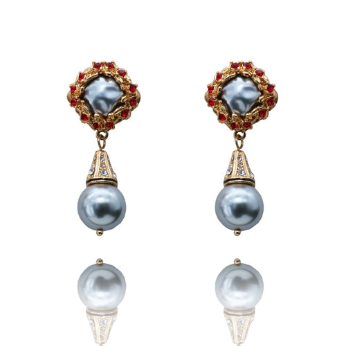 Glass pearl long sweater chain set