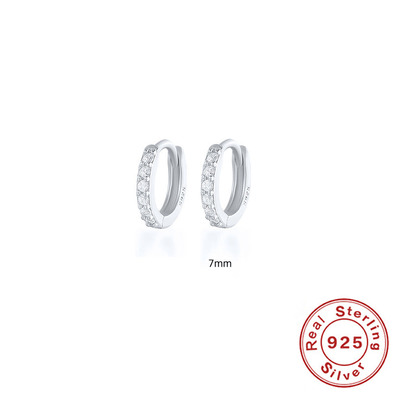 S925 Sterling Silver Circle Earrings with Turquoise and Diamond Inlay 18K Gold Plated Stud Earrings Jewelry