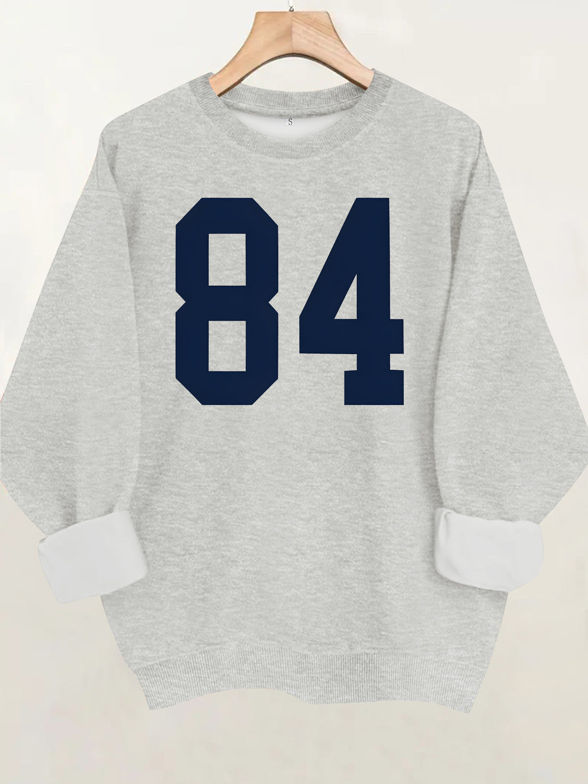 Pattern printed round neck fleece hoodie
