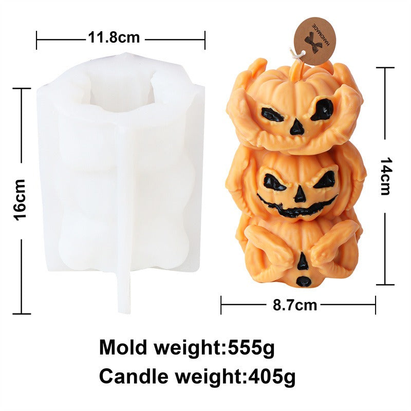 New Halloween Pumpkin Ghost Silicone Candle Mold Frog Owl Fox Pumpkin Animal Scented Plaster Resin