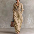 Zip-Front A-Line Maxi Dress – Elastic Waist