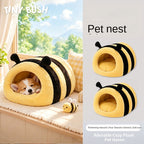 Honey Bee Cat Nest Winter Warm Closed Dog Nest