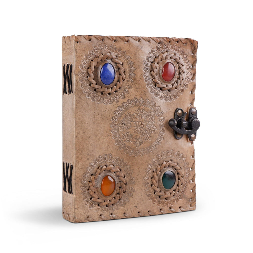Handcrafted Vintage 4 Stone Leather Diary