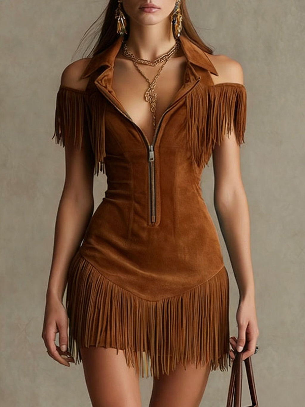 Tassel off shoulder dress
