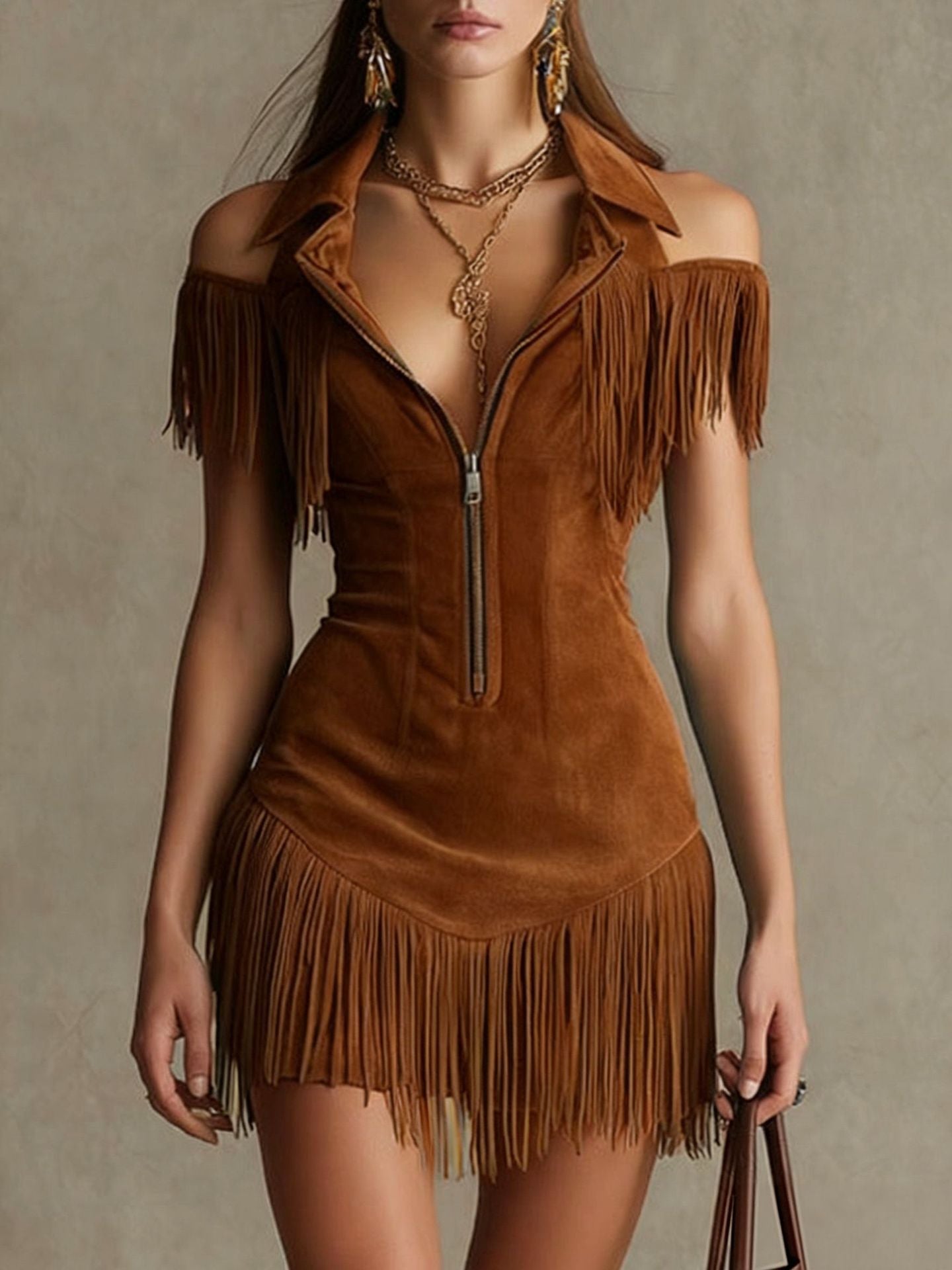 Tassel off shoulder dress