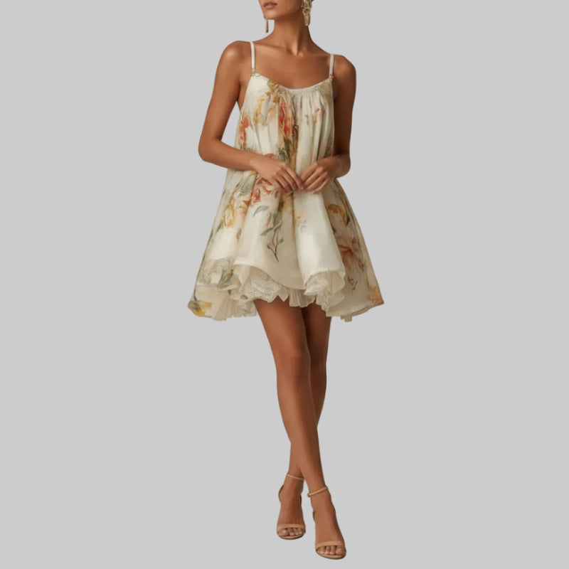 Strap Top Short Skirt Women's Lace Lace Irregular Holiday Dress