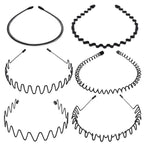 6Pcs Metal Hair Headband Wave Style Hoop Band Comb Sports Hairband Men Women US