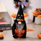 Halloween decoration with pumpkin broom, pointed hat, witch's home, Halloween faceless doll, dwarf ornament