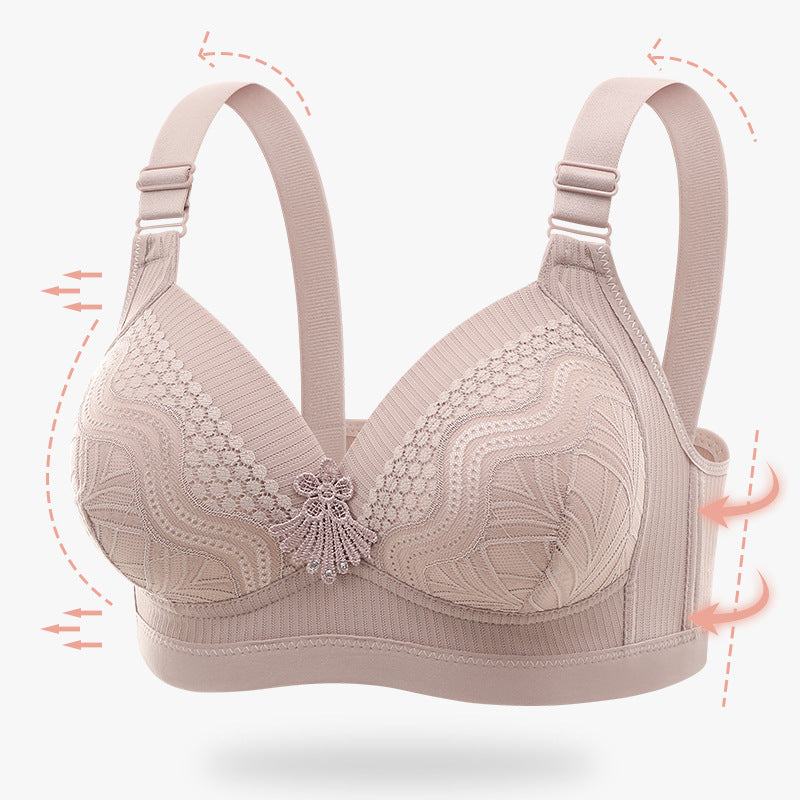 Plus-size Lace-trimmed Wireless Push-up Bra For Women