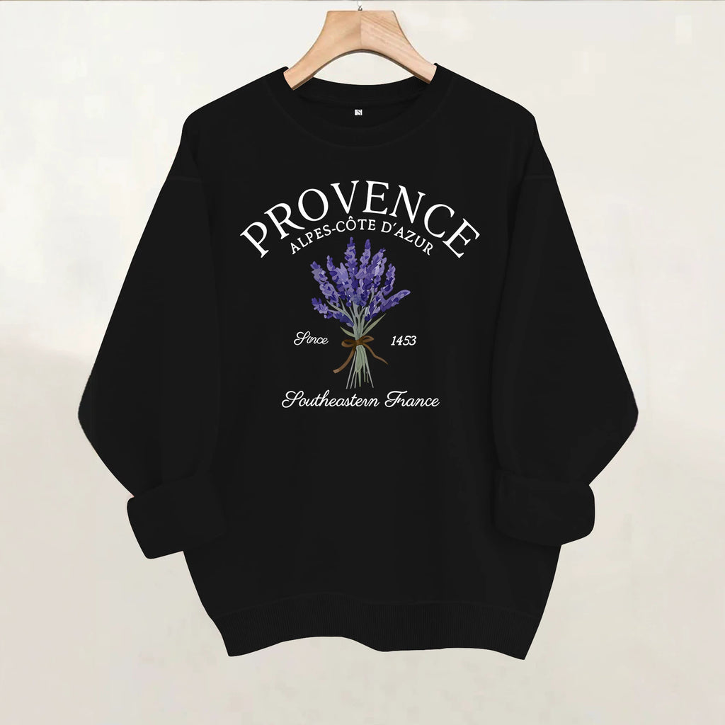 Printed loose women's fleece hoodie