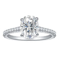 S925 Sterling Silver  2 Carat Oval Moissanite Ring Four-Prong Wedding Ring French Style Engagement Ring