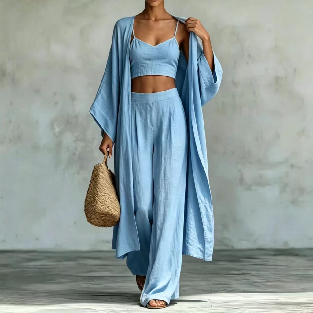 Wide-Leg Pants Set – Long Cardigan & High-Waist Pants