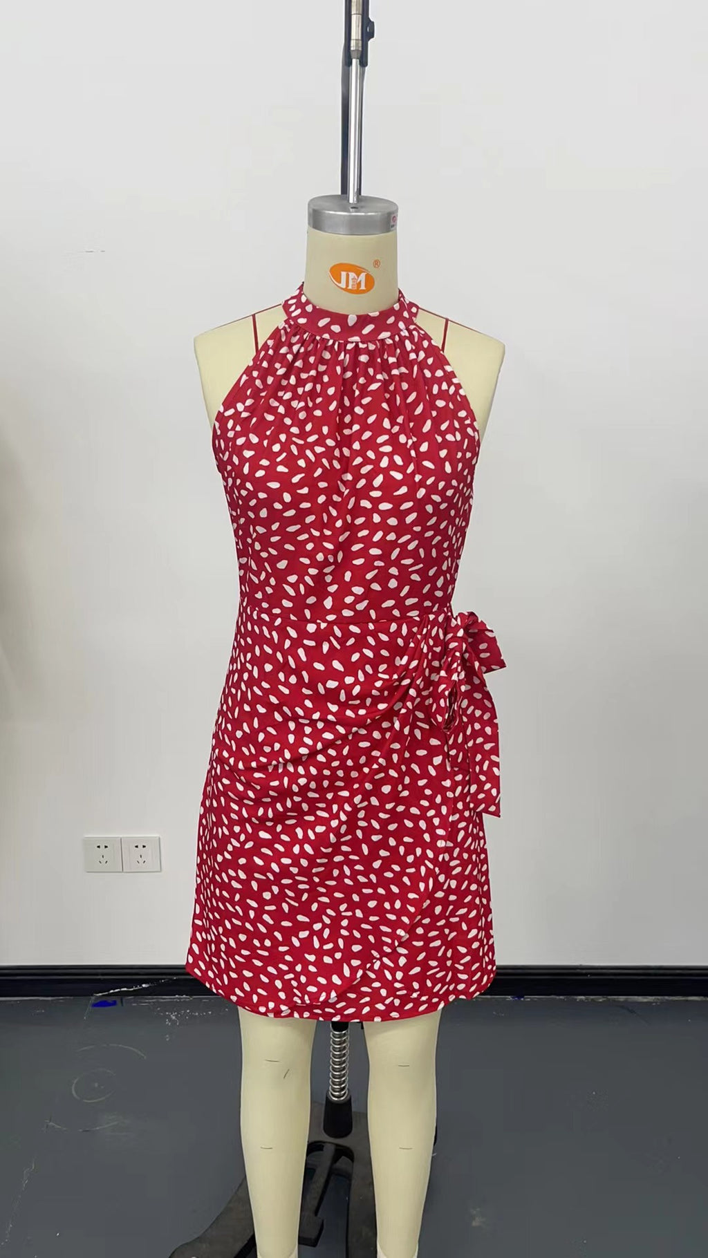 Summer Fashion Sleeveless Floral Ruched Mini Dress - red