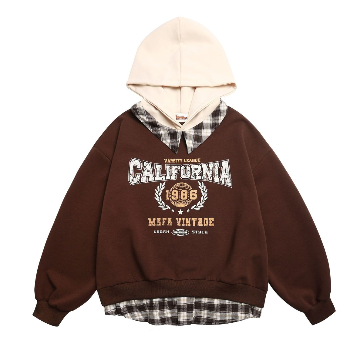 Fake two hooded sweatshirts for men - brown