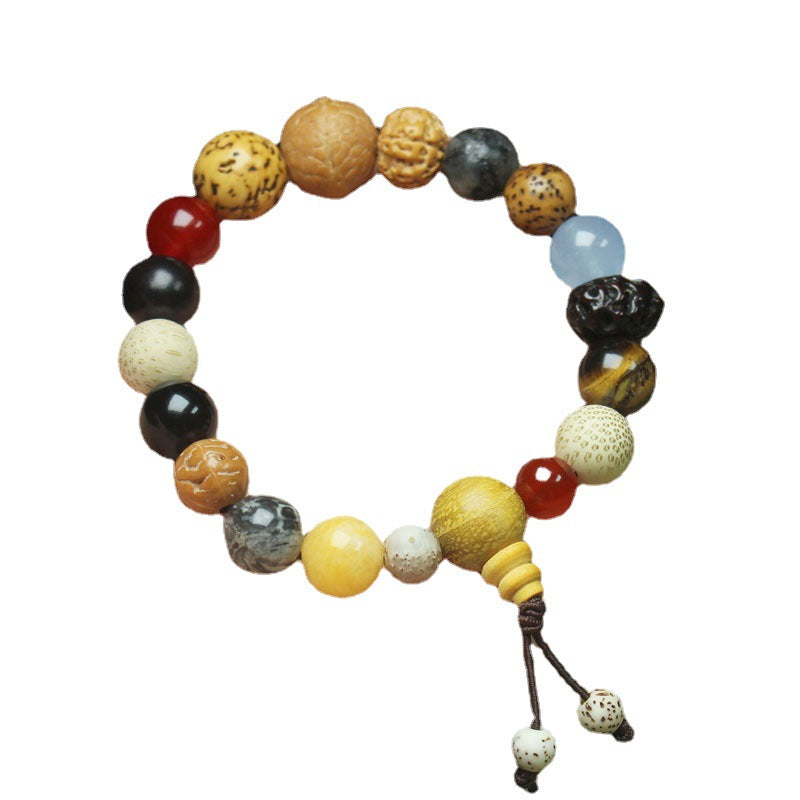 Lingyin Eighteen Seed Bodhi Bracelet Buddhist Beaded Bracelet for Men and Women, Cultural Collectible Jewelry,