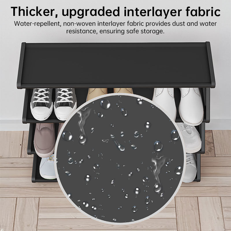 Z-shaped 4-layer shoe organizer: space-saving, wall/corner-mount, stackable, adjustable storage shelf.