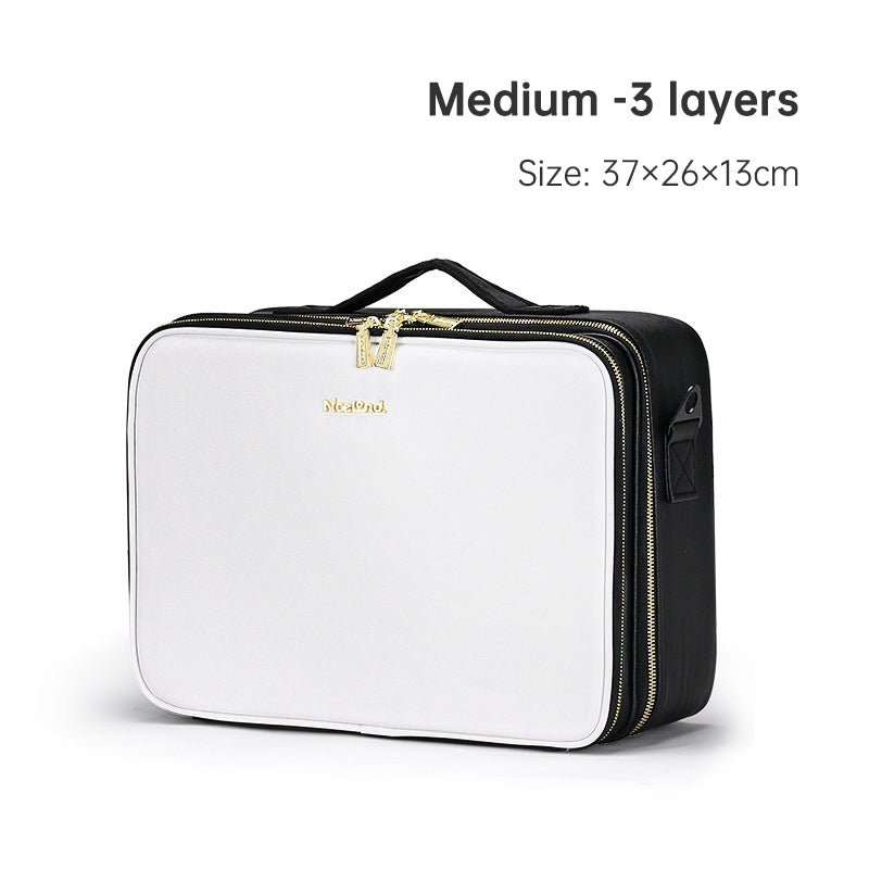 PU portable zipper pouch leather makeup organizer waterproof zipper pouch with handle