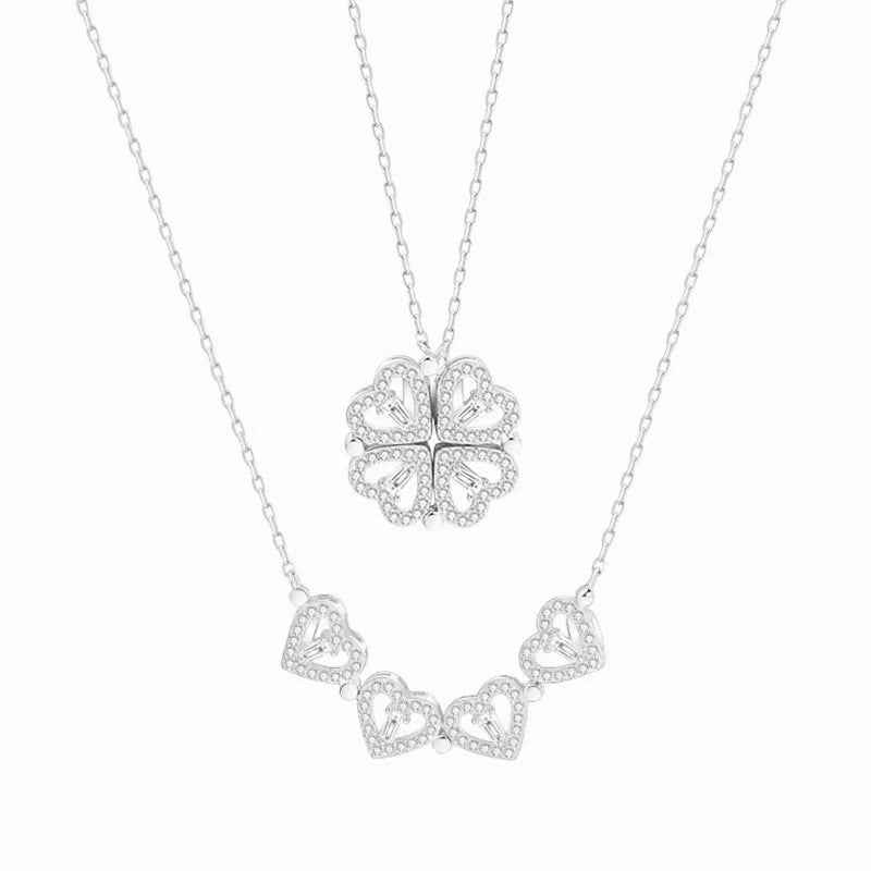 Zirconia Love Clover Magnetic Necklace