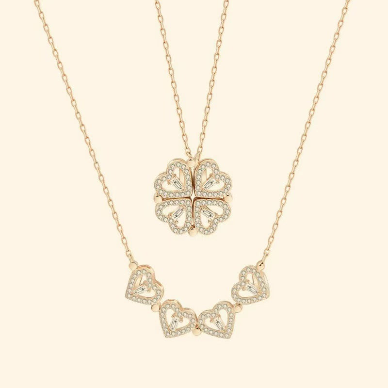 Zirconia Love Clover Magnetic Necklace