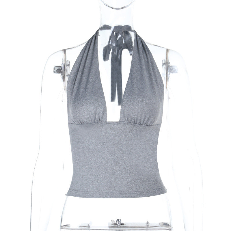 Comfortable Square Neck Hanging Neck Basic Top