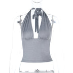 Comfortable Square Neck Hanging Neck Basic Top