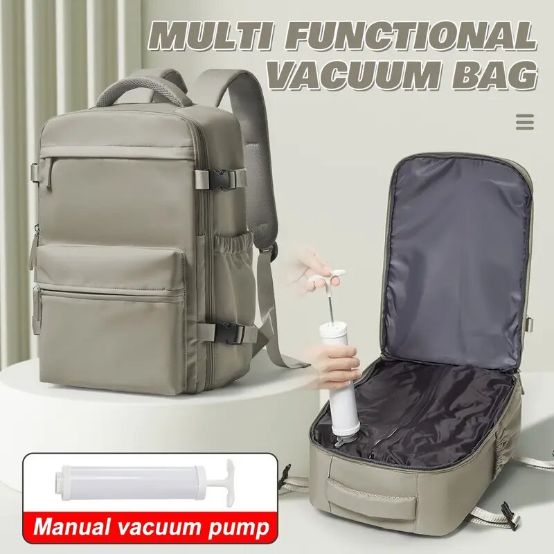 Ryanair Approved 40x20x25 Cabin Bag - Vacuum Compression Travel Backpack & 42x29x15 Storage Bag, Laptop Compartment
