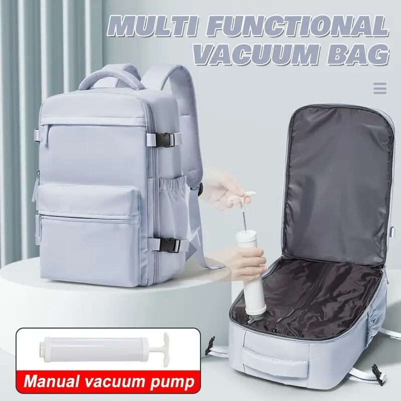 Ryanair Approved 40x20x25 Cabin Bag - Vacuum Compression Travel Backpack & 42x29x15 Storage Bag, Laptop Compartment
