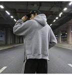 Oversize solid half-zip fleece pullover hoodie