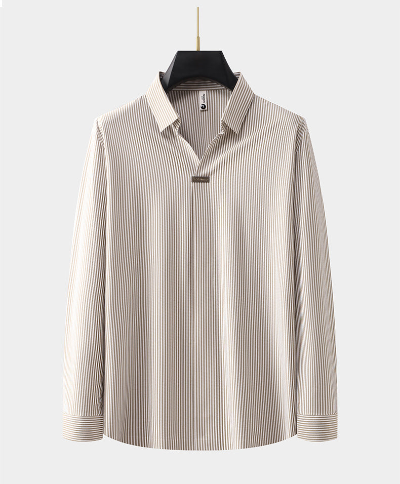 Long Sleeve Polo Shirt for Men - beige