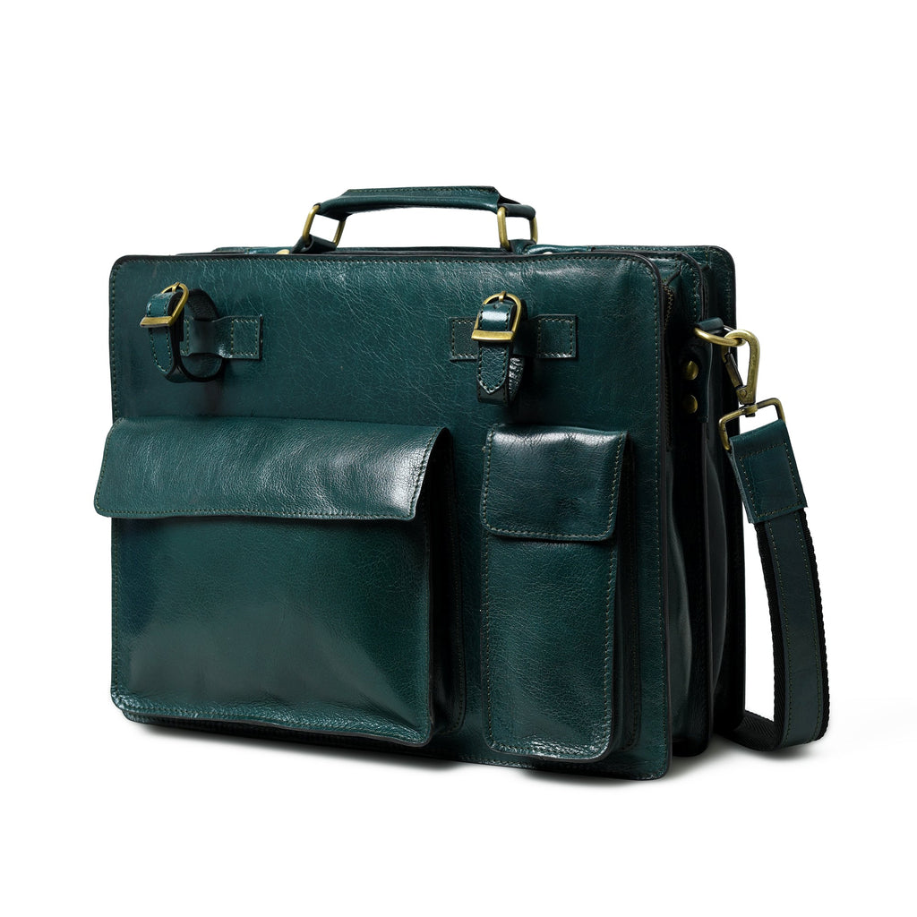 Tuscany Italian Leather Briefcase, Green
