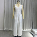 V-Neck Pocket Jumpsuit – High-Waist Long-Leg Style